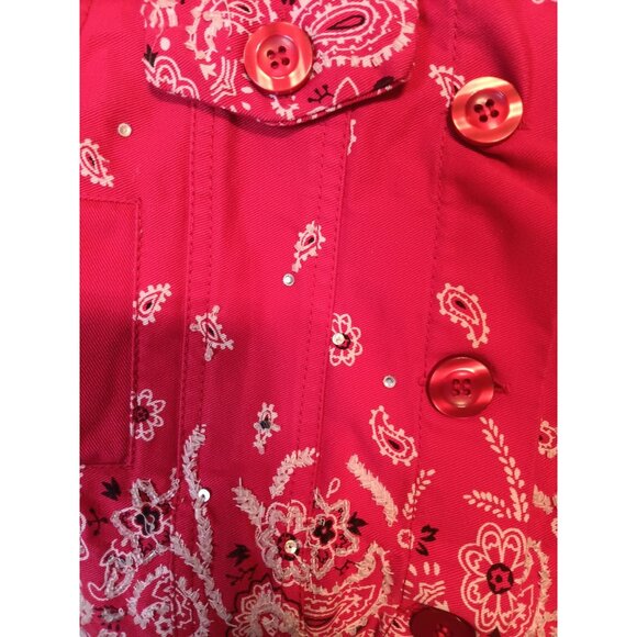 Quacker Factory Red Paisley Denim Jean Jacket, Children's Toddler 3T - Picture 3 of 7